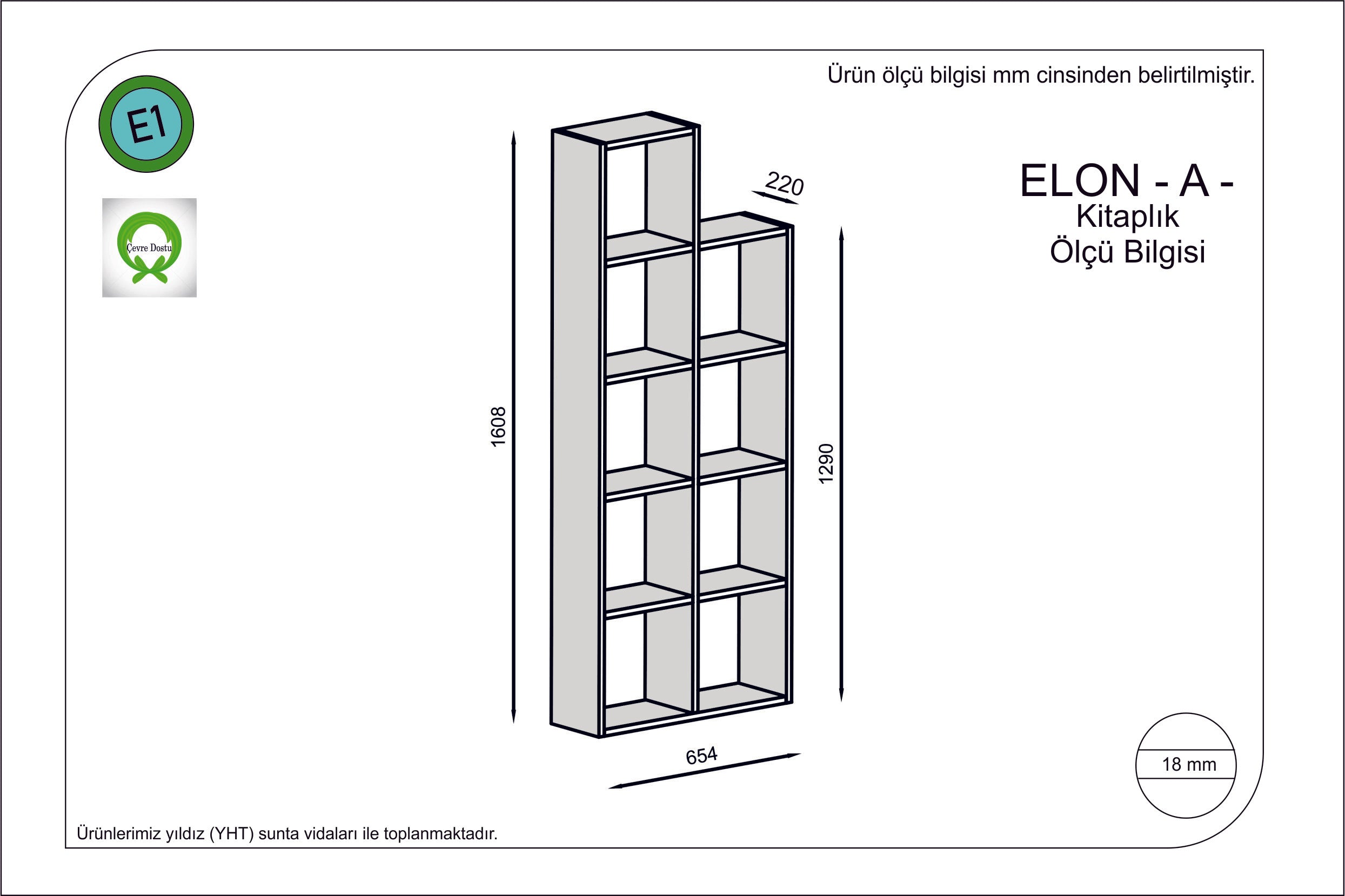 Bücherregal Elon Grau (1)