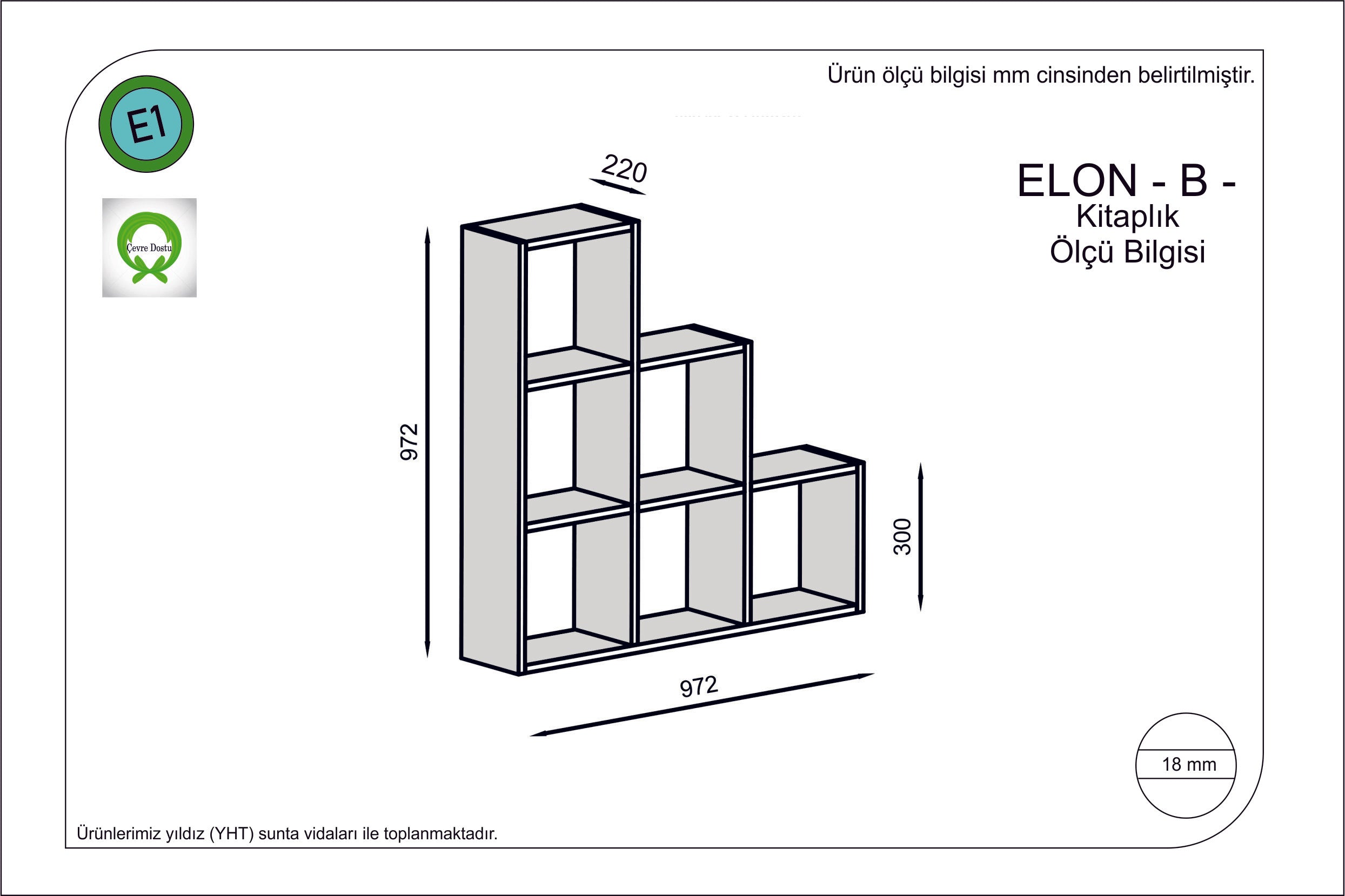 Bücherregal Elon Grau (1)