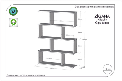 Bücherregal Zigana Rot (1)