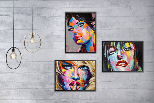 Bilder 3er Set Ladys Mehrfarben, 99 x 44 cm