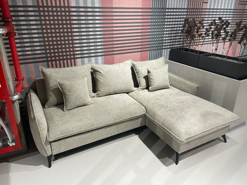 Ecksofa Schlaffunktion mit Chaiselongue Rechts, 3-Sitzer, aus Stoff, Modica Grau (1)