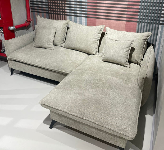 Ecksofa Schlaffunktion mit Chaiselongue Rechts, 3-Sitzer, aus Stoff, Modica Grau (2)