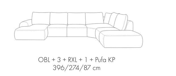 Ecksofa mit Chaiselongue Links, 6-Sitzer, aus Stoff, Dionisia Weiß (5)