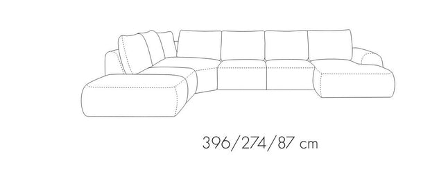 Ecksofa mit Chaiselongue Rechts, 6-Sitzer, aus Stoff, Dionisia Weiß (5)