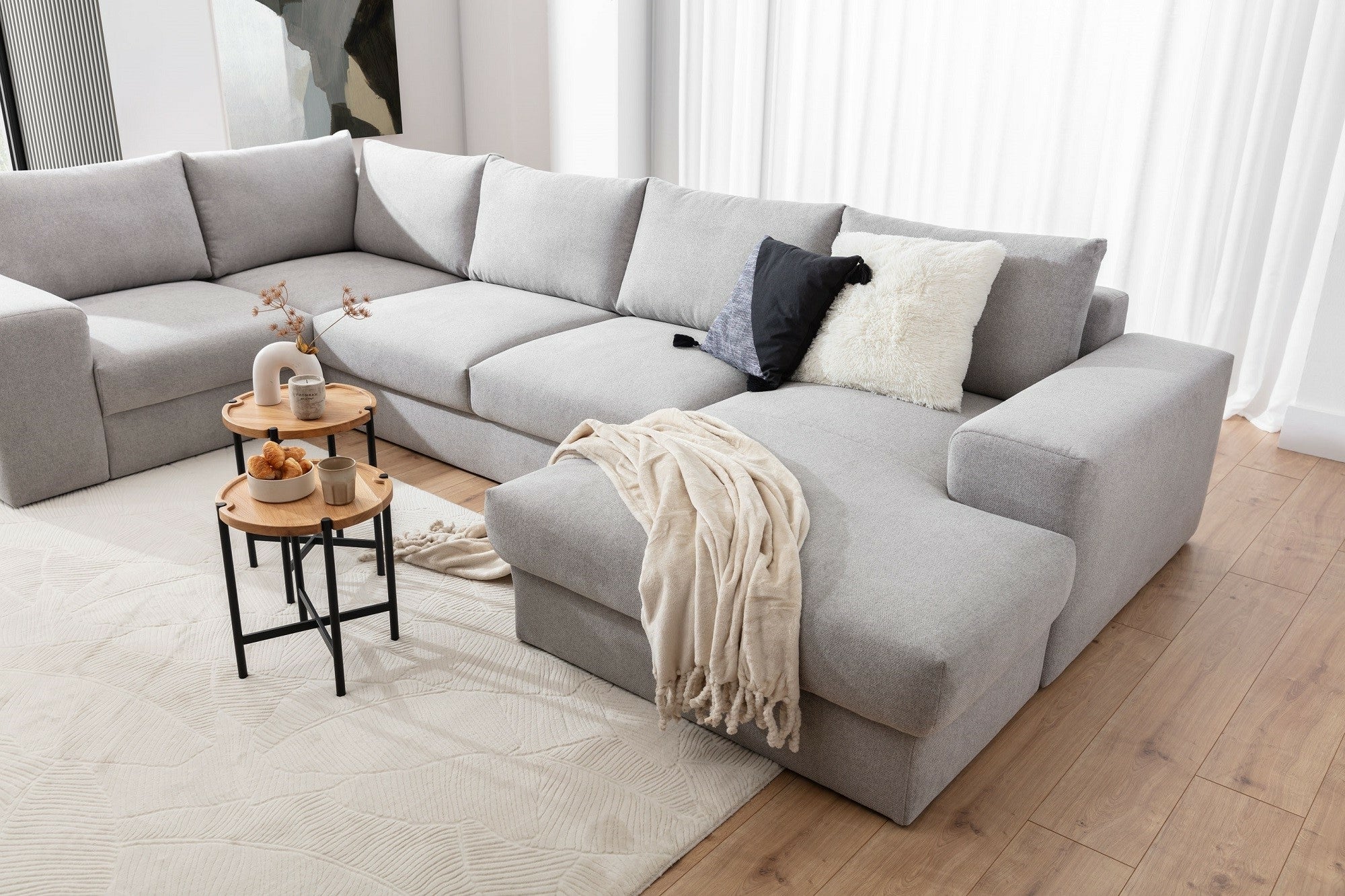 Ecksofa mit Chaiselongue Rechts, 6-Sitzer, Hermesito Grau (1)