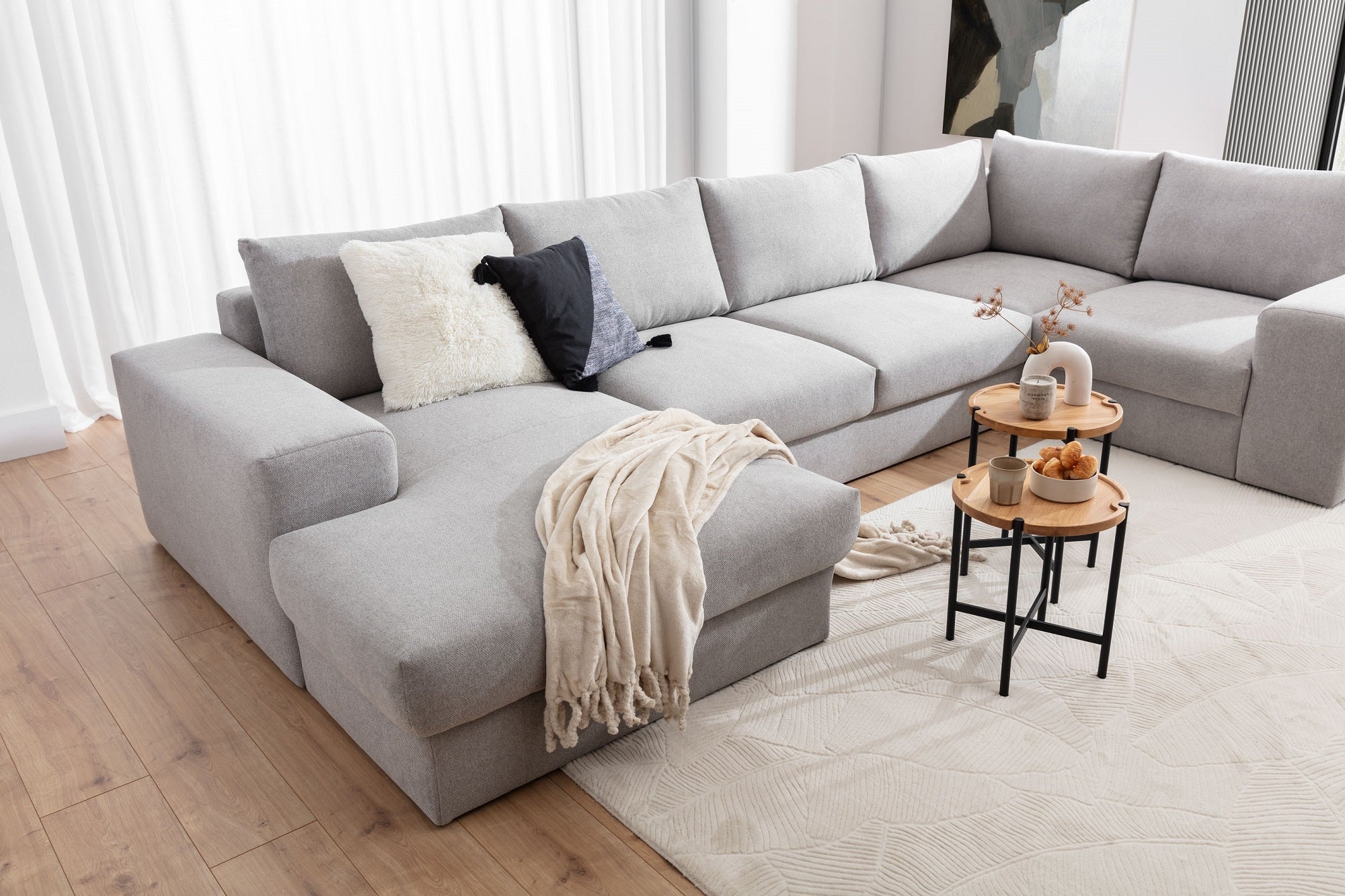 Ecksofa mit Chaiselongue Links, 6-Sitzer, Hermesito Grau (1)