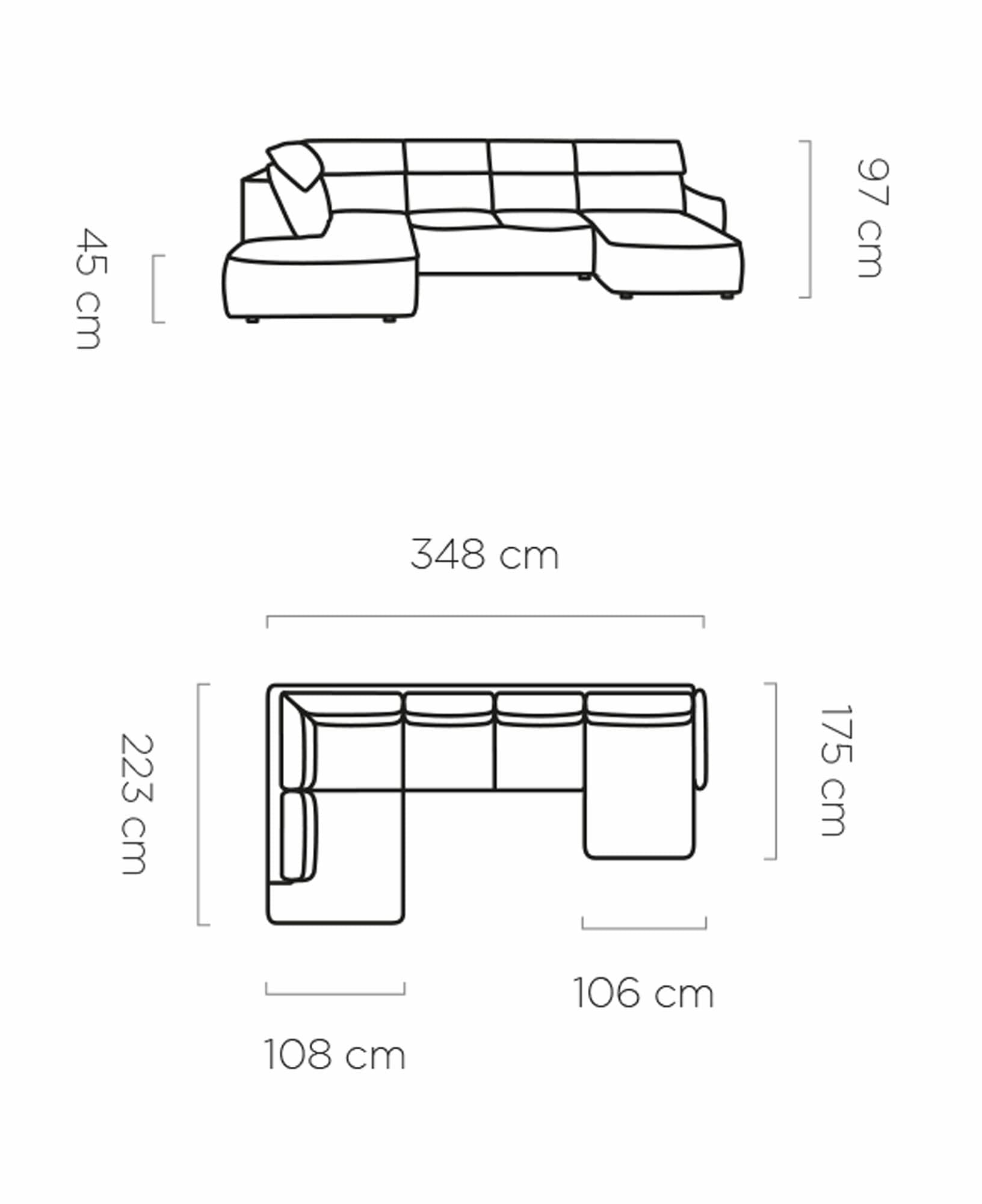 Ecksofa mit Chaiselongue Links, 6-Sitzer, Magus XL Beige (5)