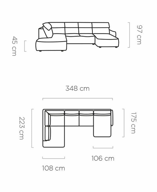 Ecksofa mit Chaiselongue Links, 6-Sitzer, Magus XL Beige (5)