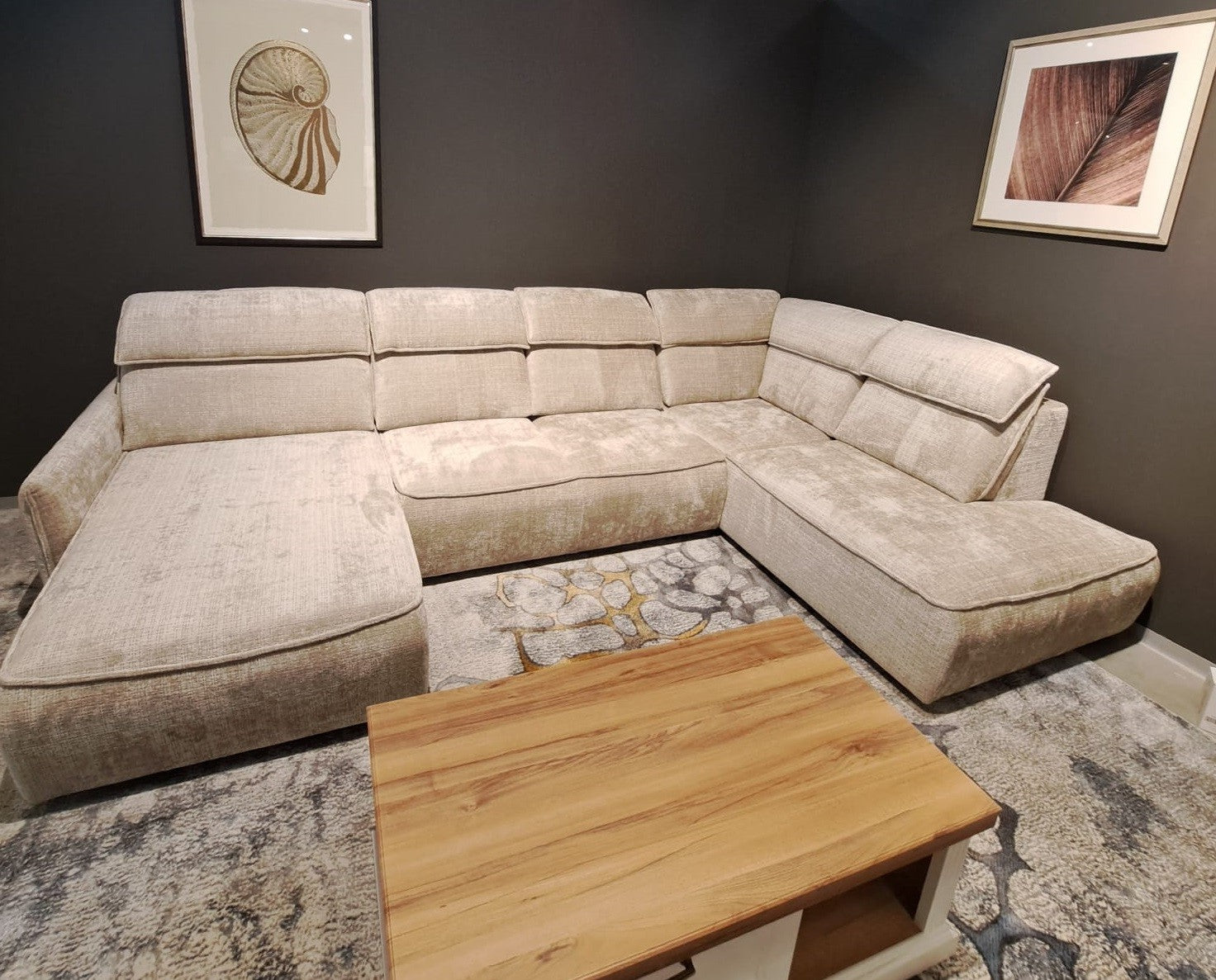 Ecksofa mit Chaiselongue Rechts, 6-Sitzer, Magus XL Beige (3)