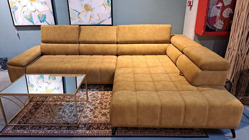 Ecksofa mit Chaiselongue Rechts, 4-Sitzer, Padilo L Gelb