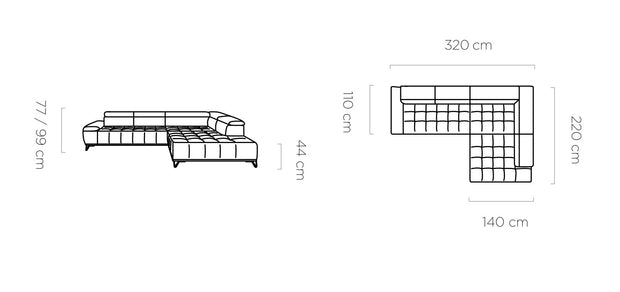 Ecksofa mit Chaiselongue Links, 4-Sitzer, Padilo L Gelb (3)