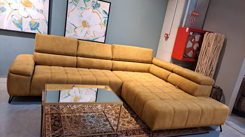 Ecksofa mit Chaiselongue Rechts, 4-Sitzer, Padilo L Gelb (1)