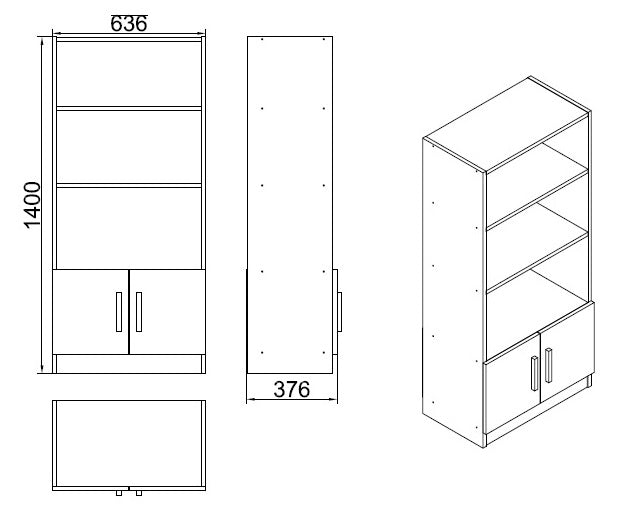 Bücherregal mit 2 türen, Vario D Eiche (6)