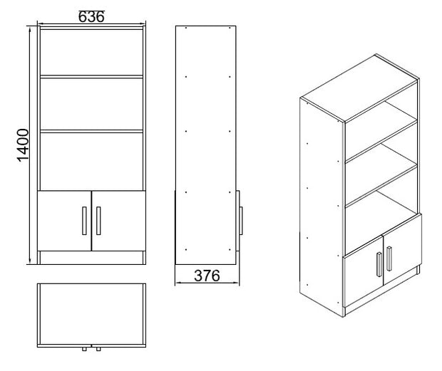 Bücherregal mit 2 türen, Vario D Eiche (6)