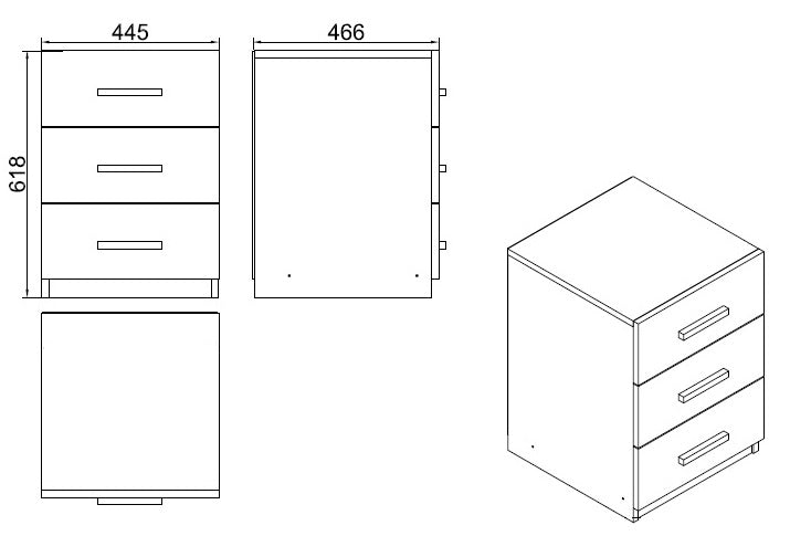 Highboard mit 3 schubladen, Vario C Eiche (6)