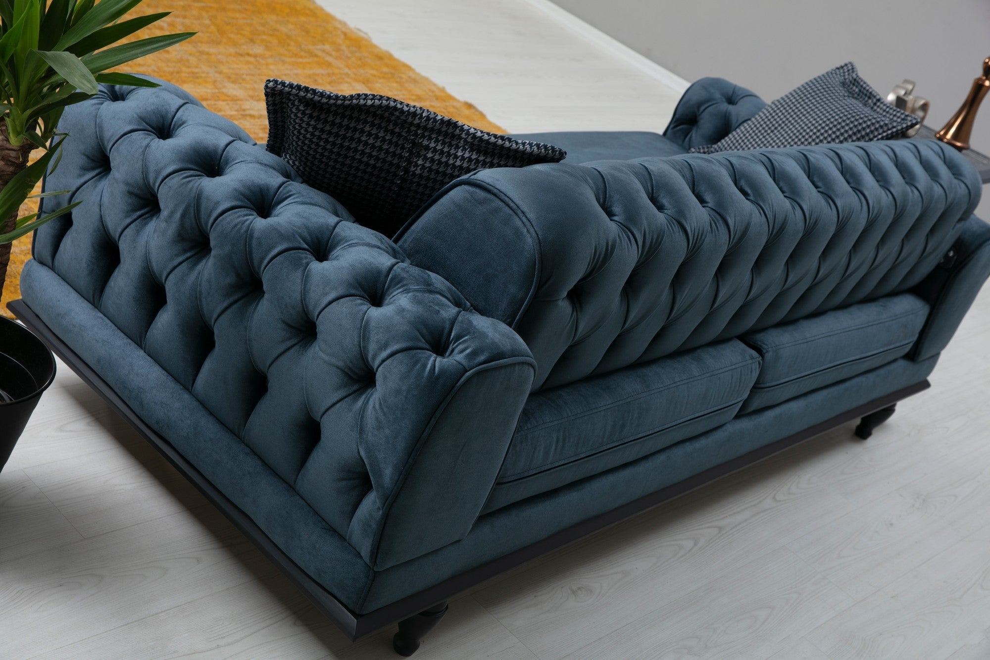 Sofa 3-Sitzer mit Samtstoff, Arredo Blau (1)