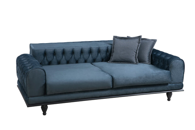 Sofa 3-Sitzer mit Samtstoff, Arredo Blau (3)