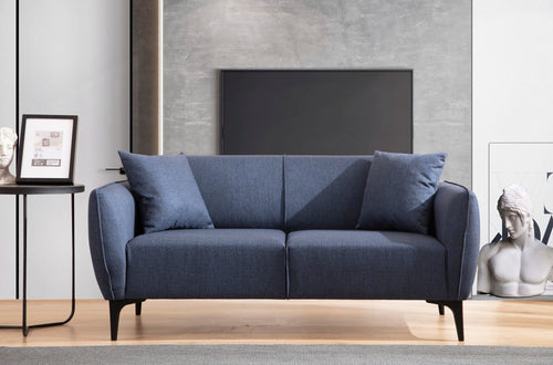 Sofa 2-Sitzer mit Stoff, Belissimo Blau