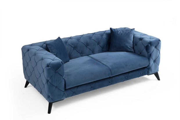 Sofa 2-Sitzer mit Samtstoff, Como Blau (3)