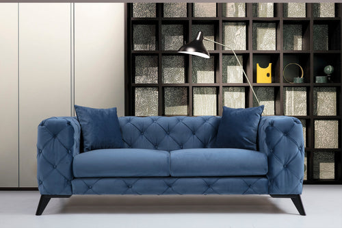 Sofa 2-Sitzer mit Samtstoff, Como Blau