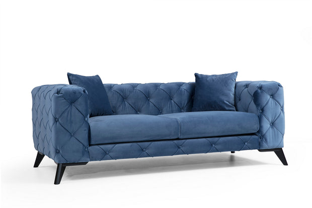 Sofa 2-Sitzer mit Samtstoff, Como Blau (4)