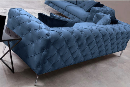 Sofa 3-Sitzer mit Samtstoff, Como Blau (1)