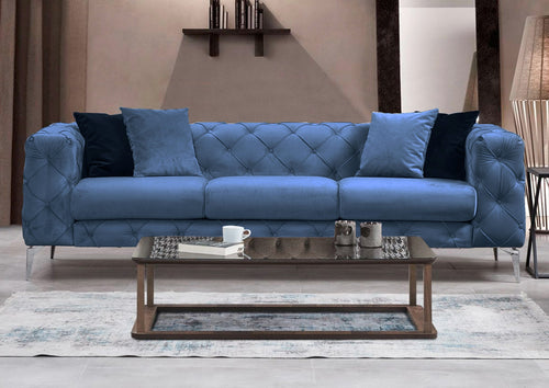 Sofa 3-Sitzer mit Samtstoff, Como Blau