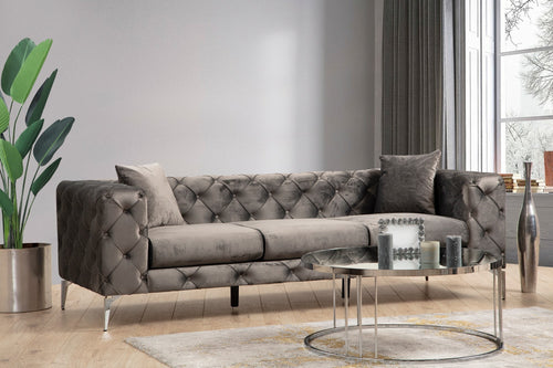 Sofa 3-Sitzer mit Samtstoff, Como Anthrazit (1)