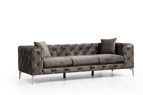 Sofa 3-Sitzer mit Samtstoff, Como Anthrazit