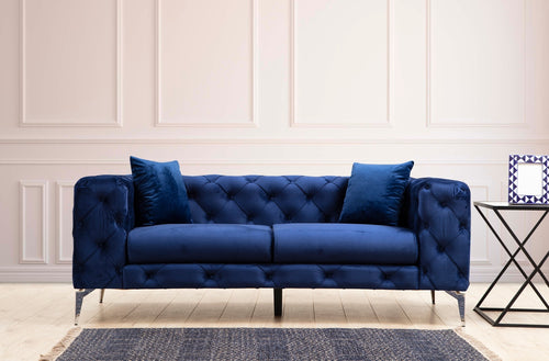 Sofa 2-Sitzer mit Samtstoff, Como Blau (1)