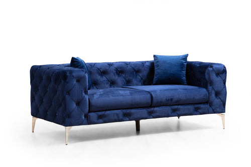 Sofa 2-Sitzer mit Samtstoff, Como Blau