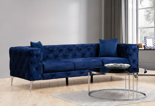 Sofa 3-Sitzer mit Samtstoff, Como Blau