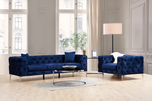 Sofa 3-Sitzer mit Samtstoff, Como Blau (1)