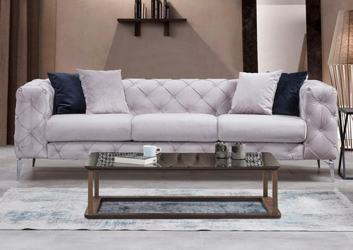 Sofa 3-Sitzer mit Samtstoff, Como Grau