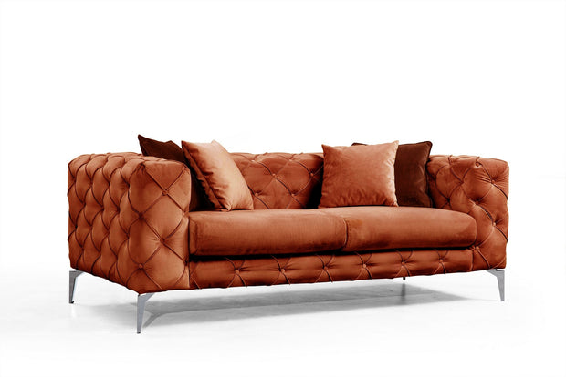 Sofa 2-Sitzer mit Samtstoff, Como Orange (2)