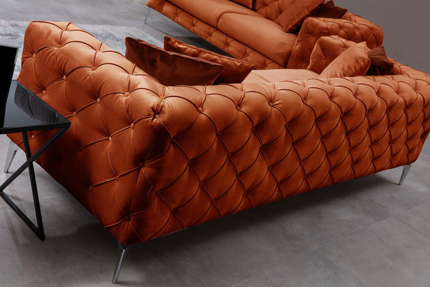 Sofa 2-Sitzer mit Samtstoff, Como Orange (1)