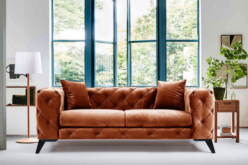 Sofa 2-Sitzer mit Samtstoff, Como Orange