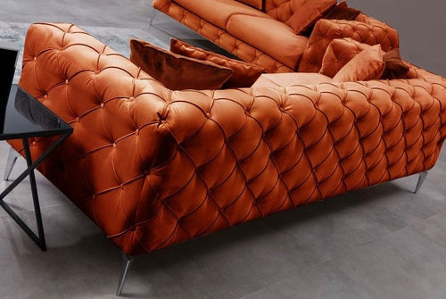 Sofa 3-Sitzer mit Samtstoff, Como Orange (1)