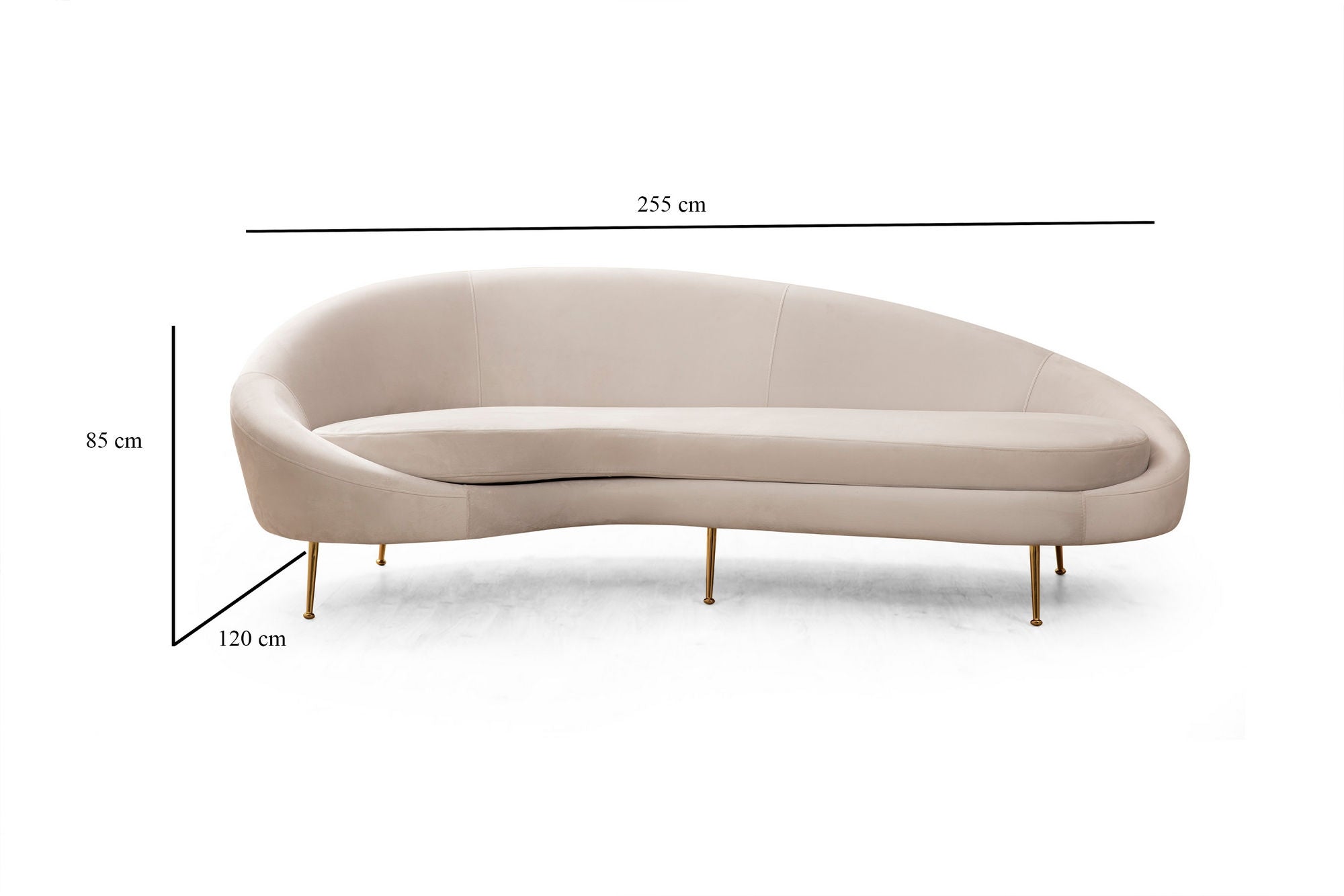 Sofa 3-Sitzer mit Samtstoff, Eses II Beige (6)