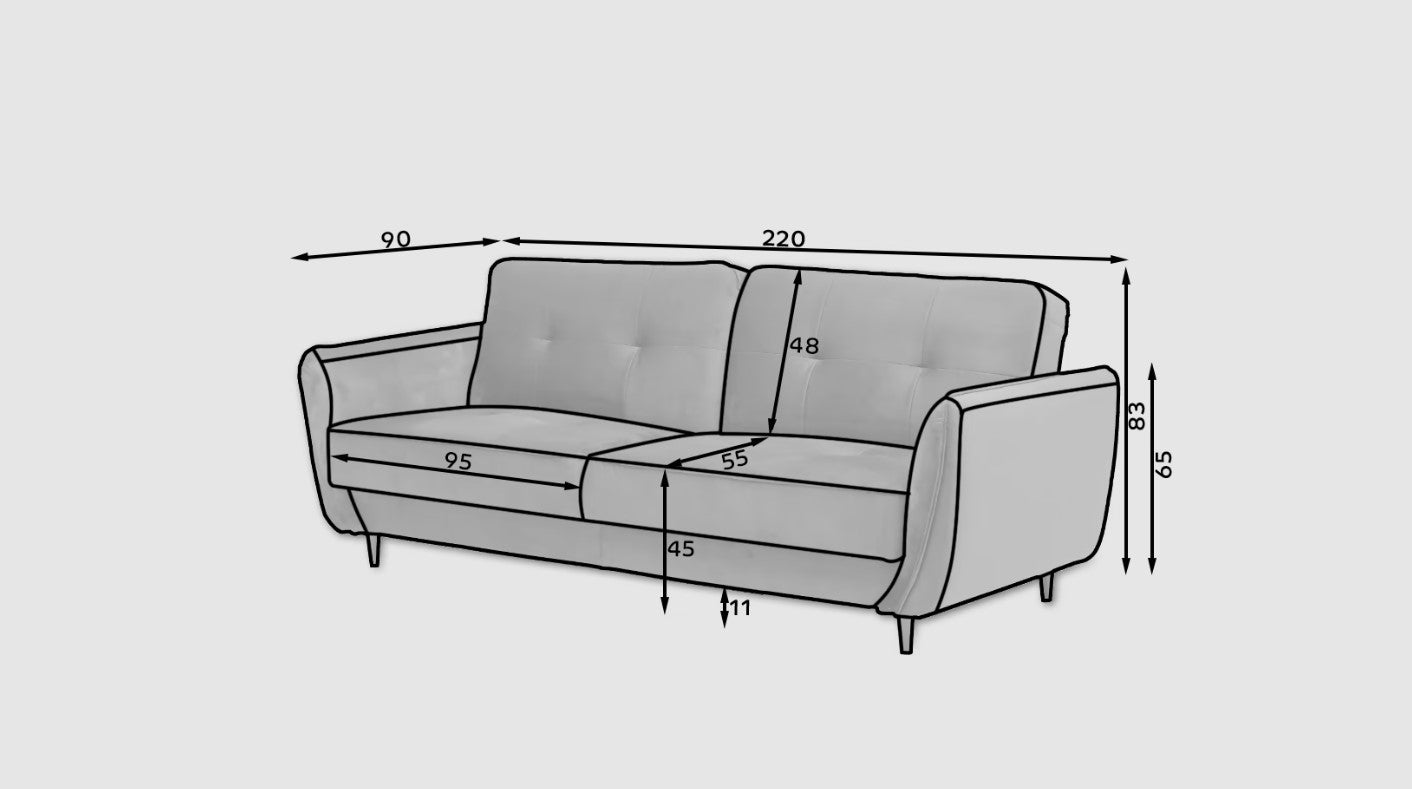 Schlafsofa mit Stauraum, 3-Sitzer, aus Stoff, Bellisima Plus Grau (3)