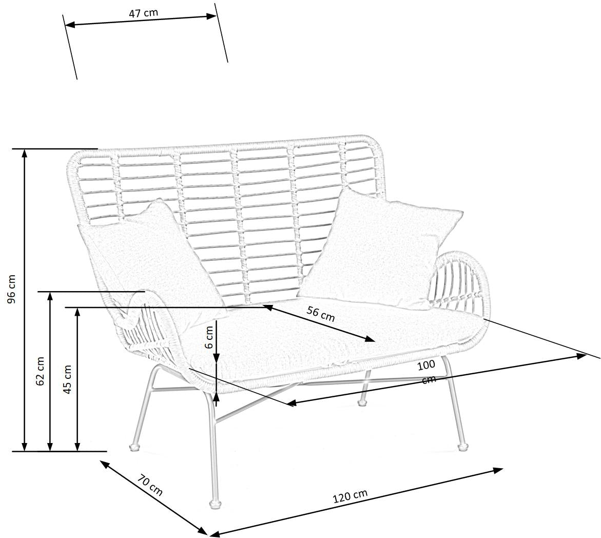 Sofa 2-Sitzer, mit Rattan Iikka XL Grau (16)