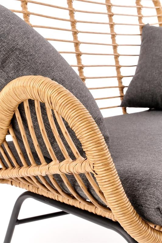 Sofa 2-Sitzer, mit Rattan Iikka XL Grau (14)