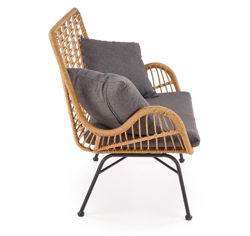 Sofa 2-Sitzer, mit Rattan Iikka XL Grau (5)