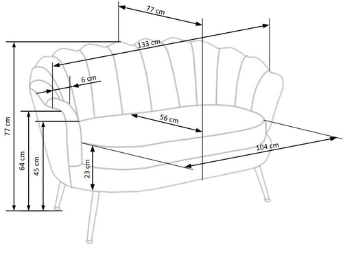 Sofa 2-Sitzer, mit Samtstoff Amory XL Blau (1)