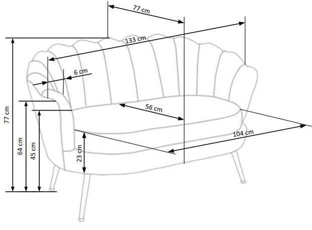 Sofa 2-Sitzer, mit Samtstoff Amory XL Rosa (5)