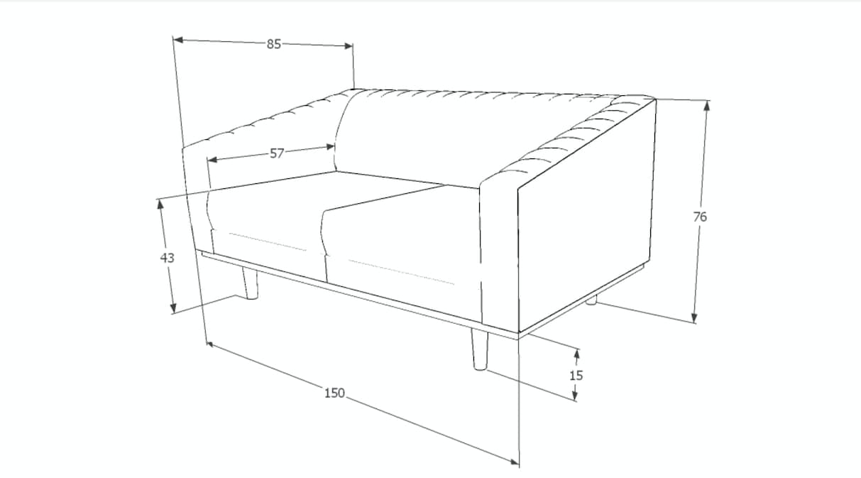 Sofa 2-Sitzer aus Samtstoff, Asparo II Grau (1)