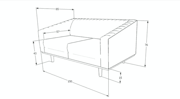 Sofa 2-Sitzer aus Samtstoff, Asparo II Grau (1)