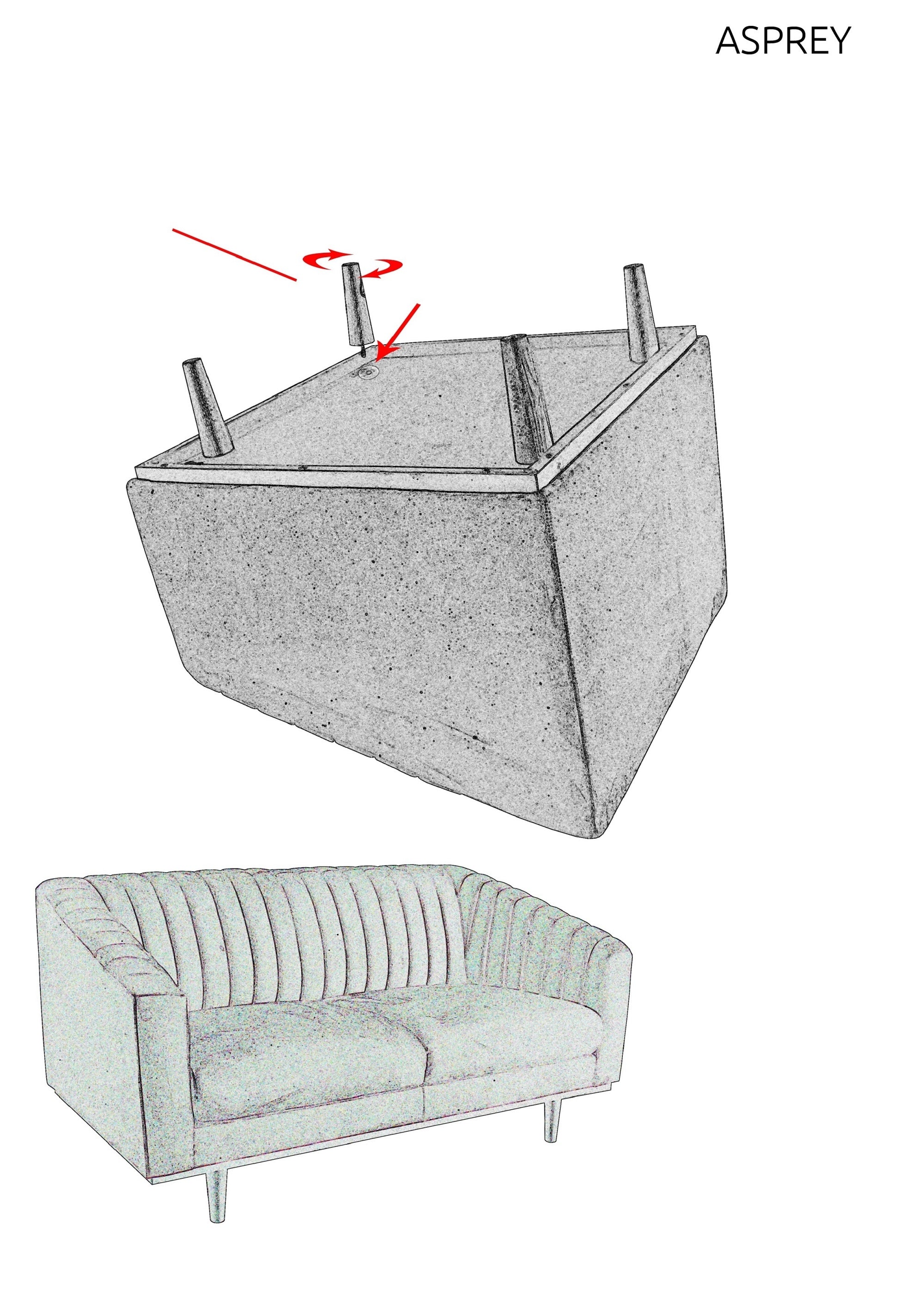 Sofa 2-Sitzer aus Samtstoff, Asparo II Senf (2)