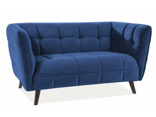 Sofa 2-Sitzer aus Samtstoff, Castielli Blau