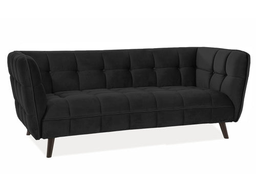 Sofa 3-Sitzer aus Samtstoff, Castielli Schwarz